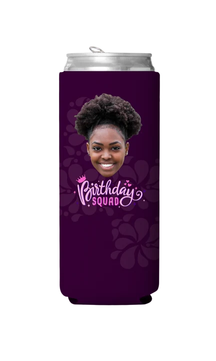 Custom Birthday Squad Pink Can Cooler - Image 5