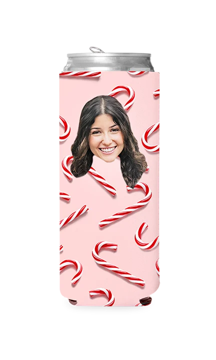 Custom Christmas Candy Cane Can Cooler - Image 2
