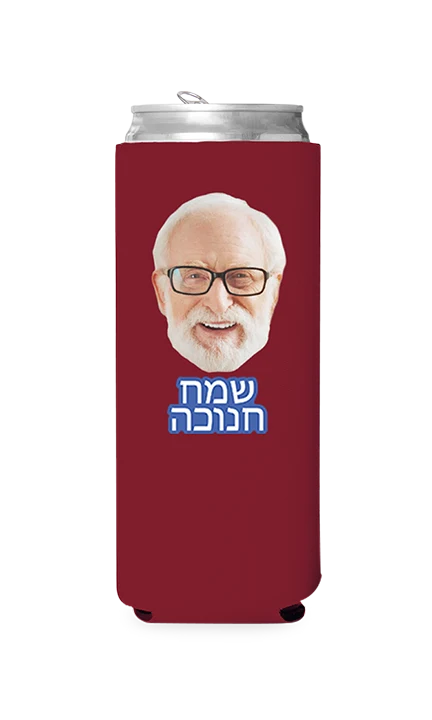 Custom Happy Hanukkah (Hebrew) Can Cooler - Image 4