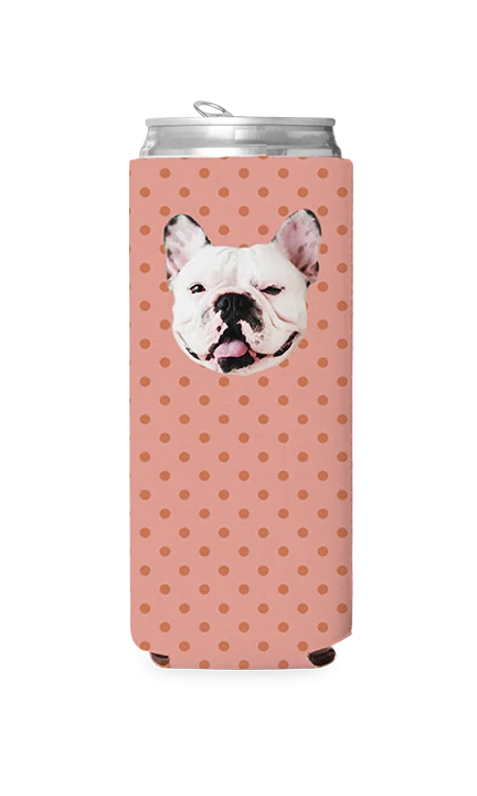 Custom Pink & Gold Polka Dots Can Cooler - Image 2