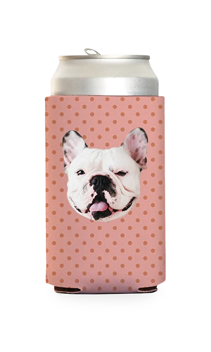 Custom Pink & Gold Polka Dots Can Cooler - Image 4