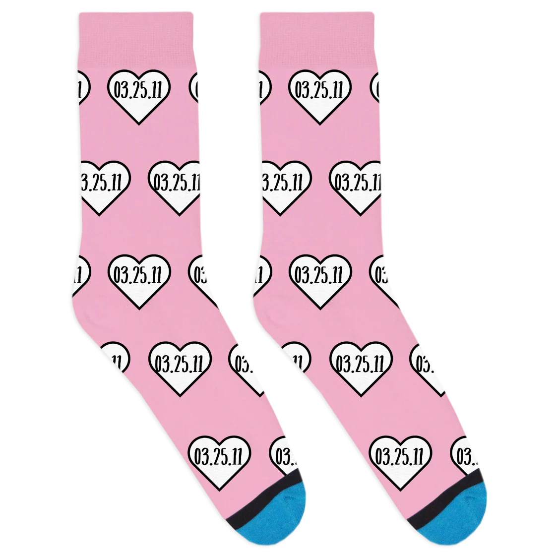 Custom Date Heart Socks - Image 3