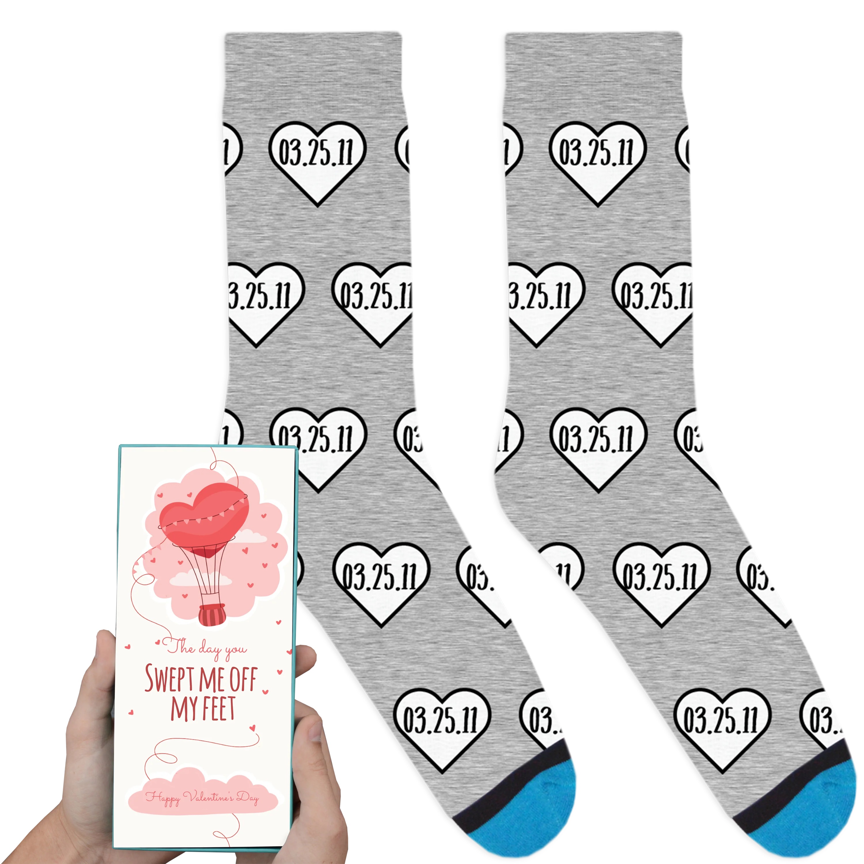 Custom Date Heart Socks: The Day You Swept Me Off My Feet - Image 4