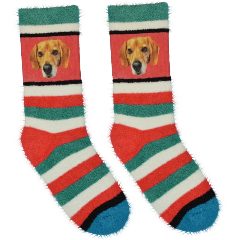 Custom Fuzzy Christmas Stripe Socks