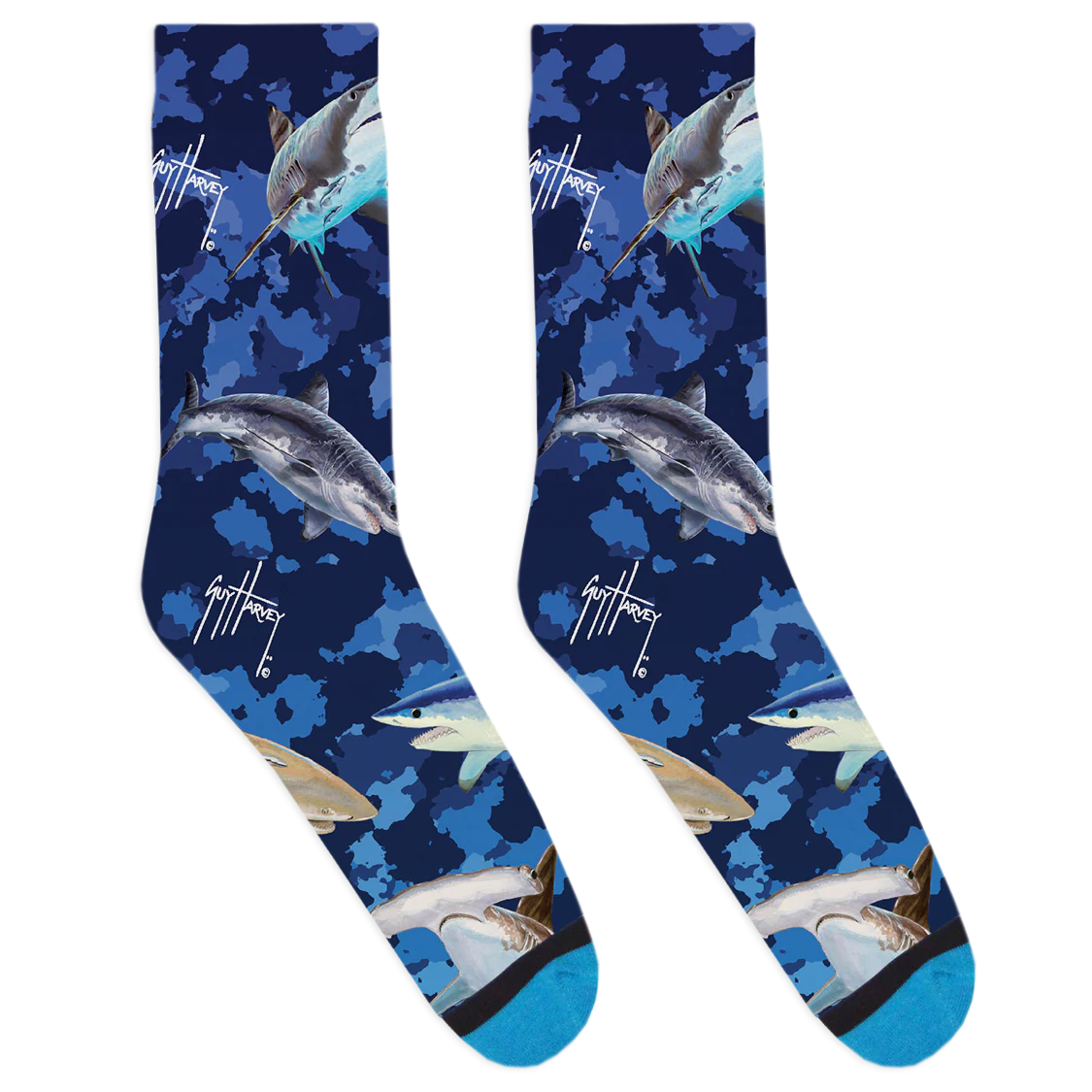 Guy Harvey Blue Camo Sharks Socks