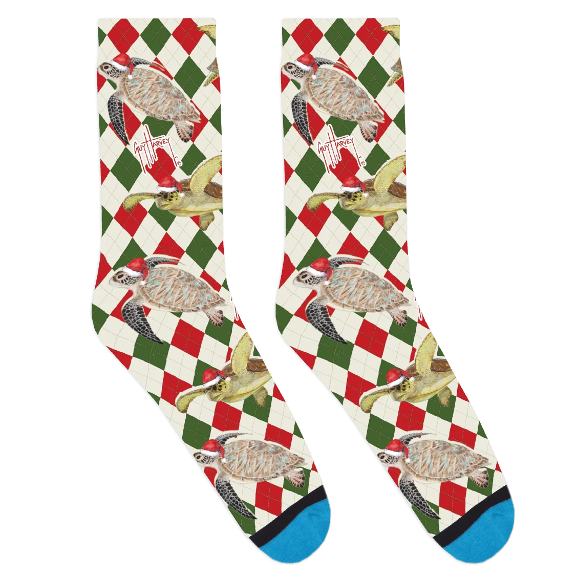 Guy Harvey Turtles Santa Hats Socks