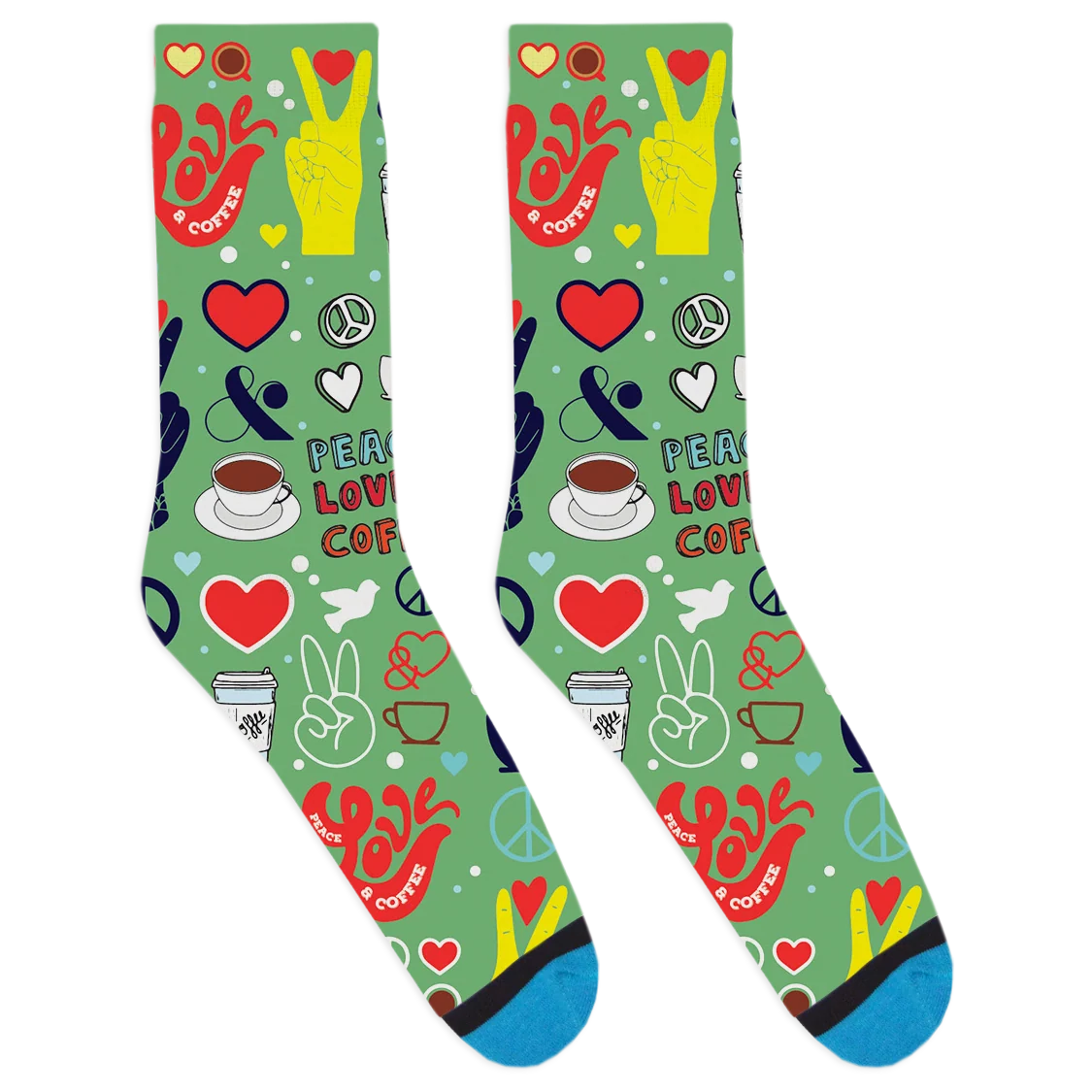 Peace, Love, & Coffee Socks