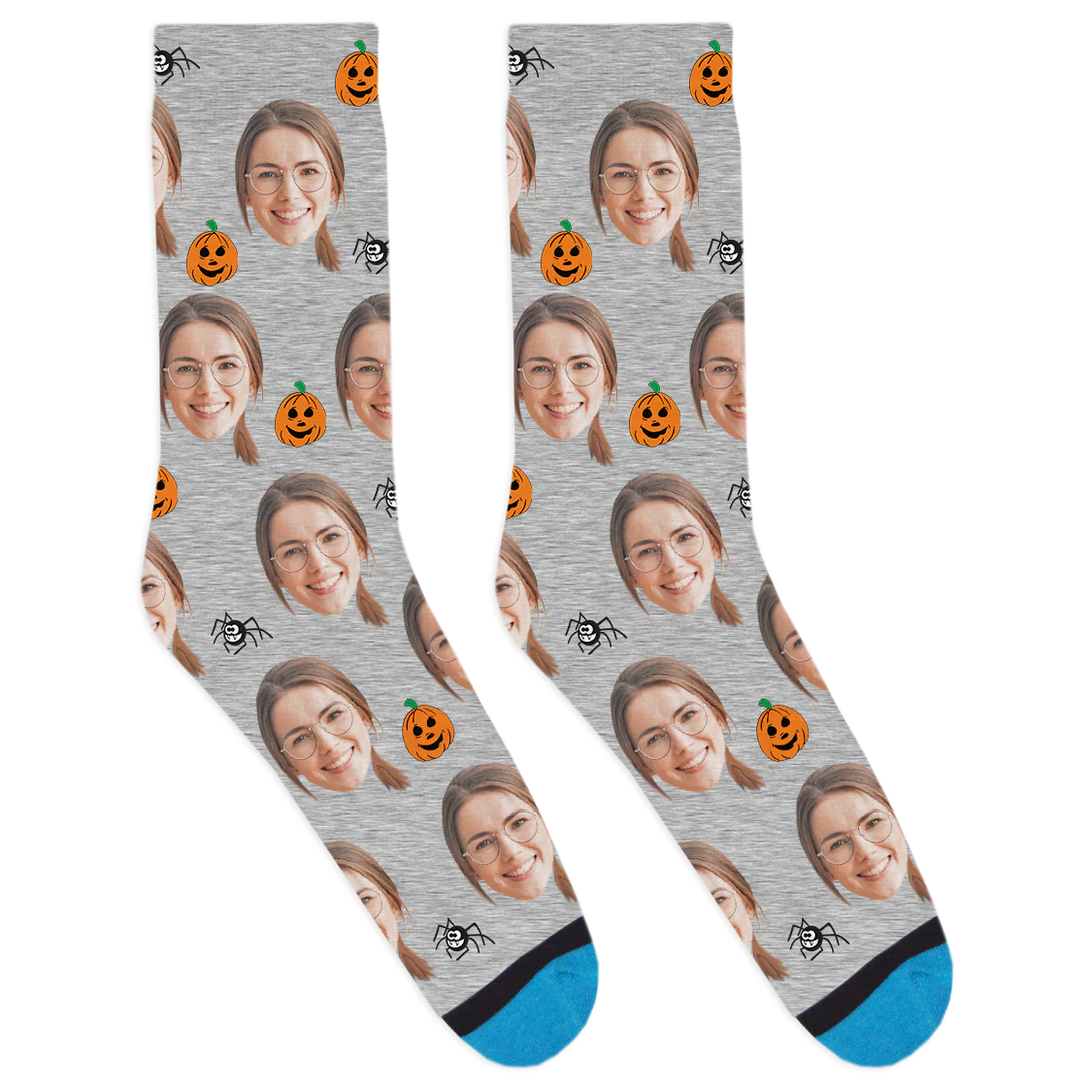 Custom Pumpkins and Spiders Socks - Image 3
