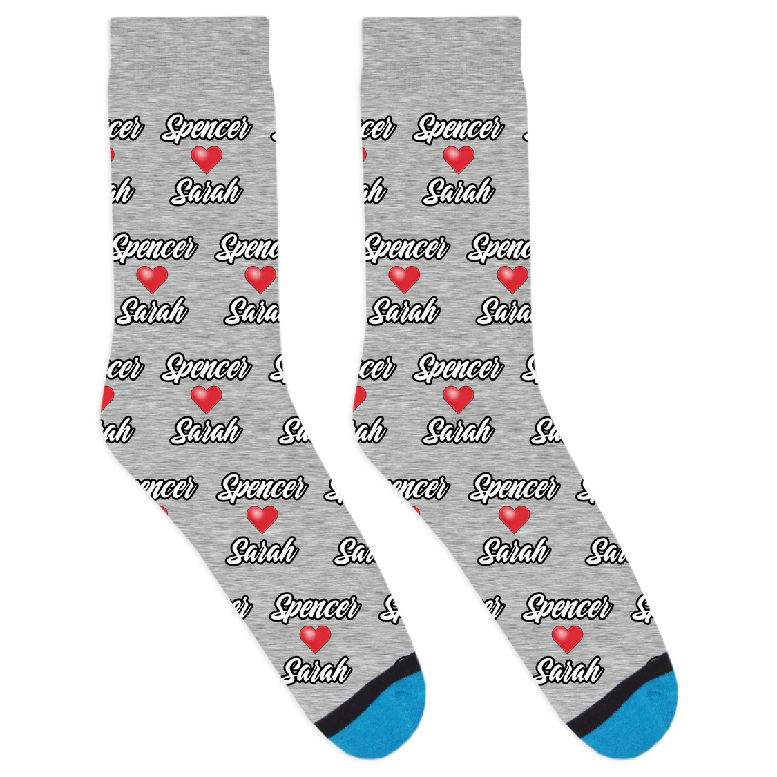 Custom Two Name Heart Socks - Image 3