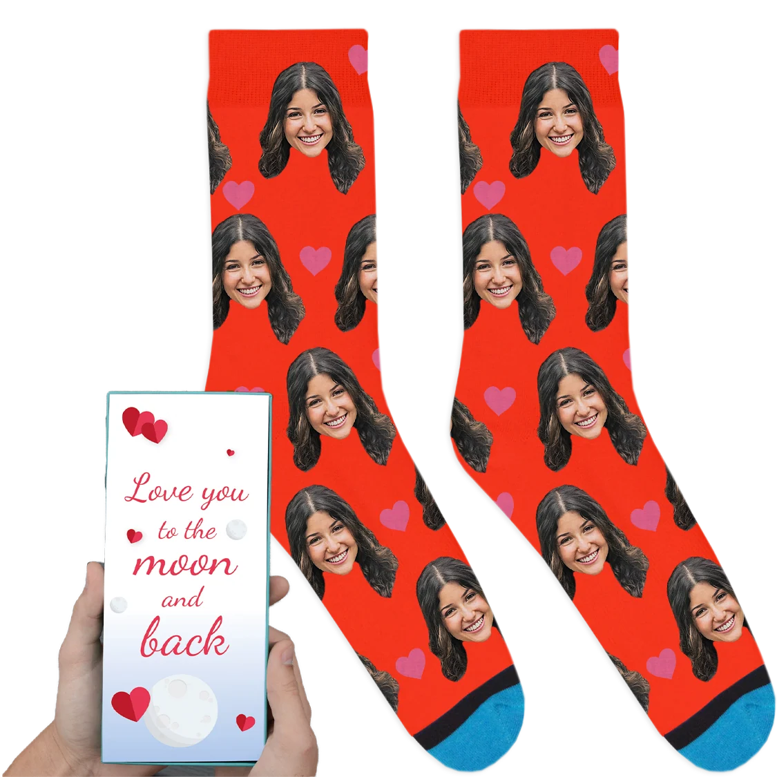 Custom Valentines Socks: Love You To The Moon And Back - Image 9